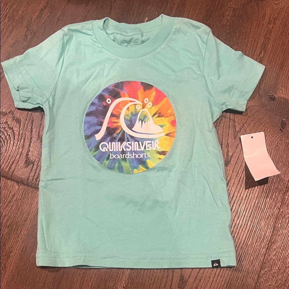 Quiksilver Kids' Mint Green Tee with Tie-Dye Logo